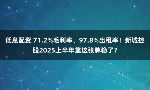 低息配资 71.2%毛利率、97.8%出租率!新城控股2025上半年靠这张牌稳了?