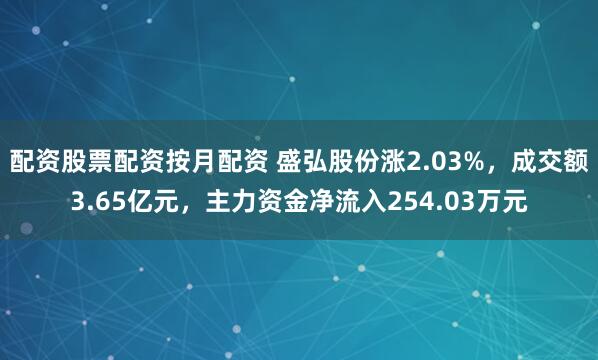 配资股票配资按月配资 盛弘股份涨2.03%，成交额3.65亿元，主力资金净流入254.03万元
